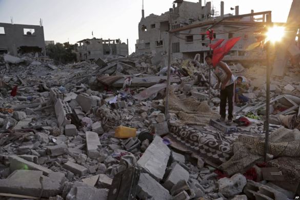 The rubble of a home destroyed by Israeli strikes in the Gaza Strip, Aug. 12, 2014.