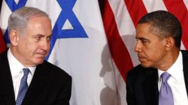 Bibi and Barack giving each other stink-eye at their latest in-person meeting. 